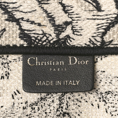 Christian Dior Canvas Embroidered Large Toile De Jouy Book Tote White Black 6 of 10
