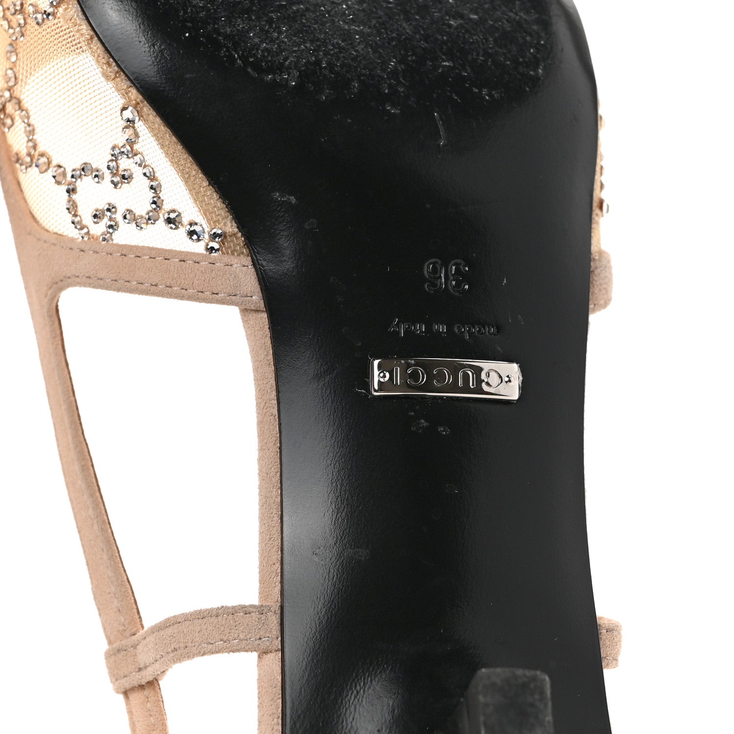 Gucci Tela Retino Kid Scamosciato Crystal GG Monogram Square G 35mm Slingback Pumps 36 Light Powder Skin Rose 6 of 7