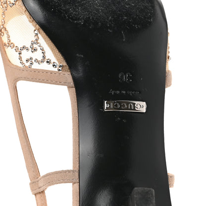 Gucci Tela Retino Kid Scamosciato Crystal GG Monogram Square G 35mm Slingback Pumps 36 Light Powder Skin Rose 6 of 7