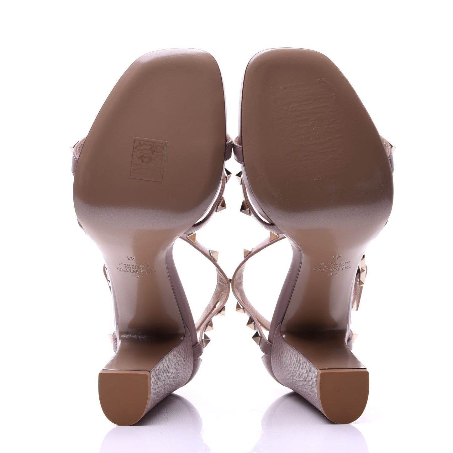 Calfskin Rockstud Cross Strap 05/105mm Sandals 41 Poudre