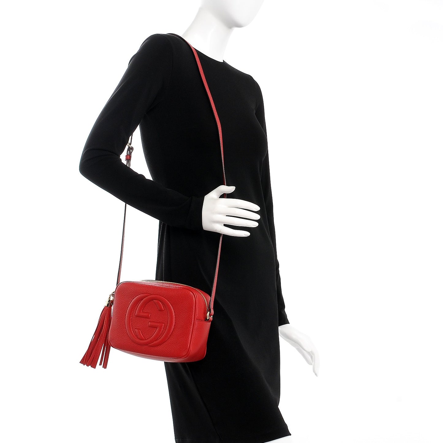 Pebbled Calfskin Small Soho Disco Bag Vibrant Red
