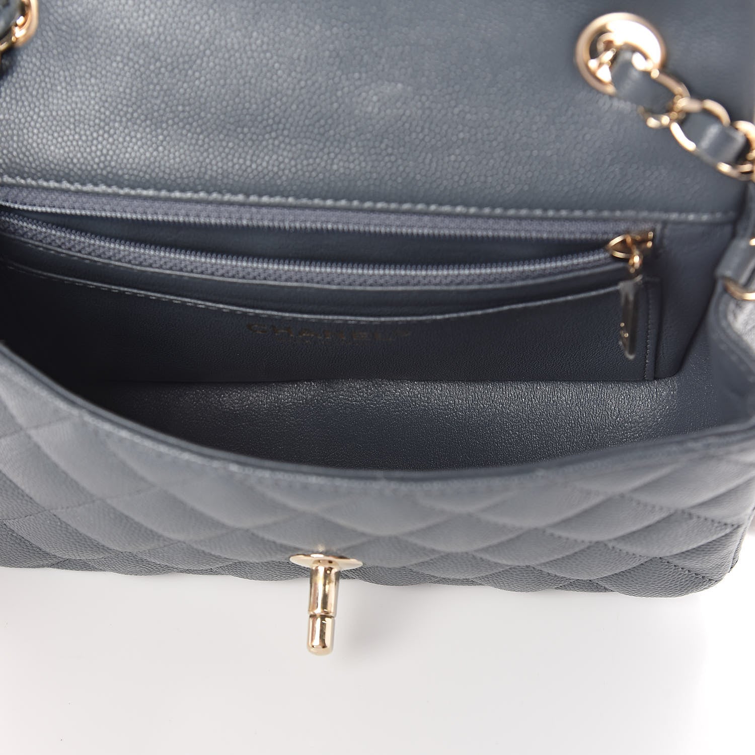 Chanel Caviar Quilted Mini Rectangular Flap Dark Grey 5 of 9