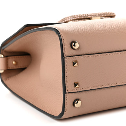 Valentino Garavani Grainy Calfskin Swarovski Crystal Embellished Small VSling Top Handle Bag Rose Cannelle 8 of 9