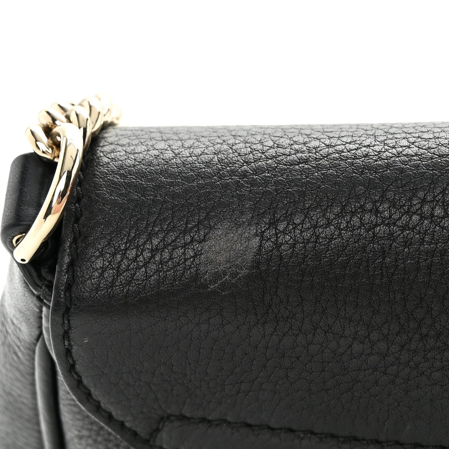 Pebbled Calfskin Small Soho Flap Crossbody Black