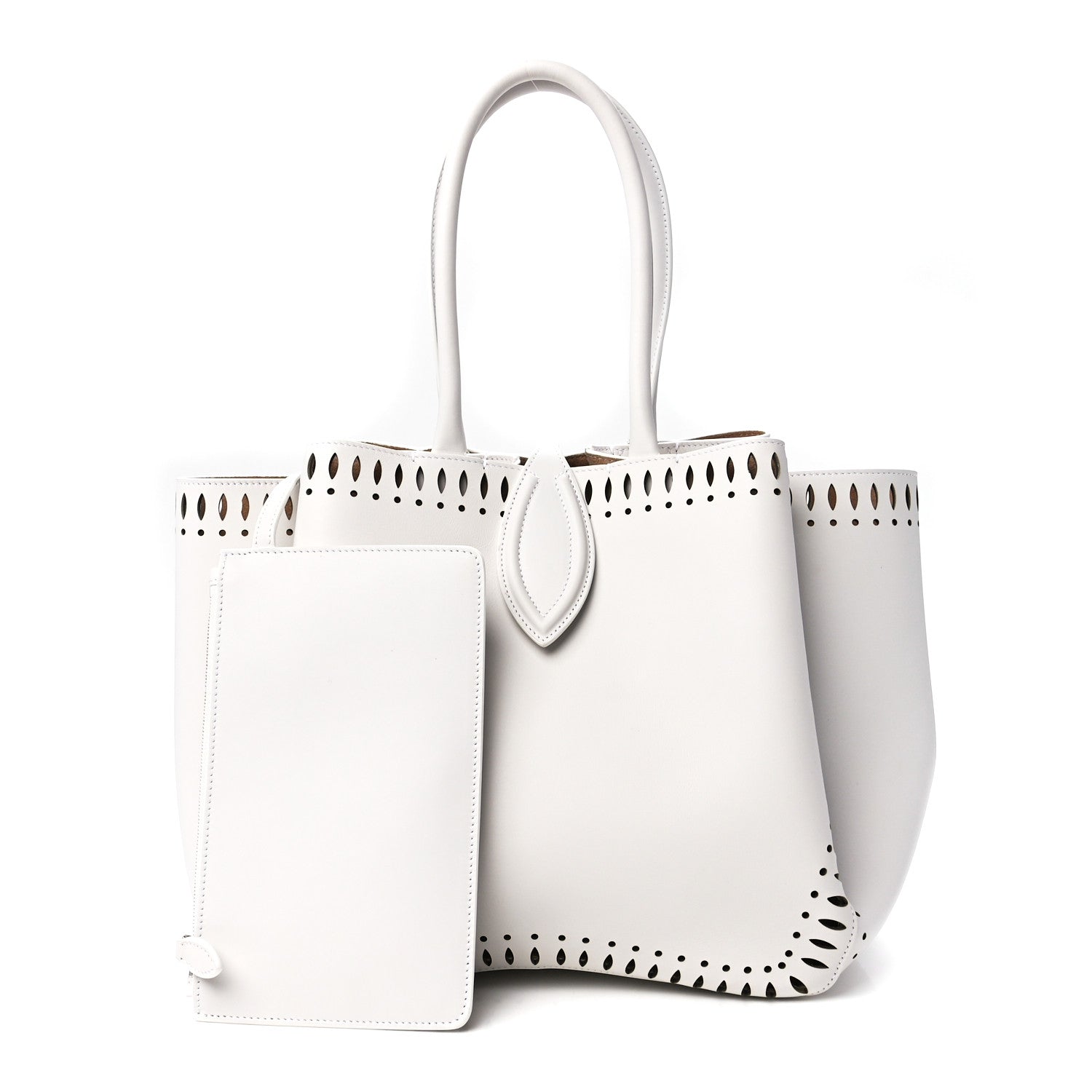 Alaia Calfskin Laser Cut Angele 20 Top Handle Bag White 1 of 13