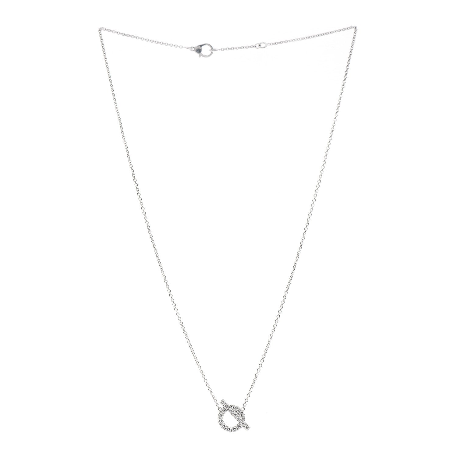 Hermes 18K White Gold Diamond Finesse Pendant Necklace 3 of 5