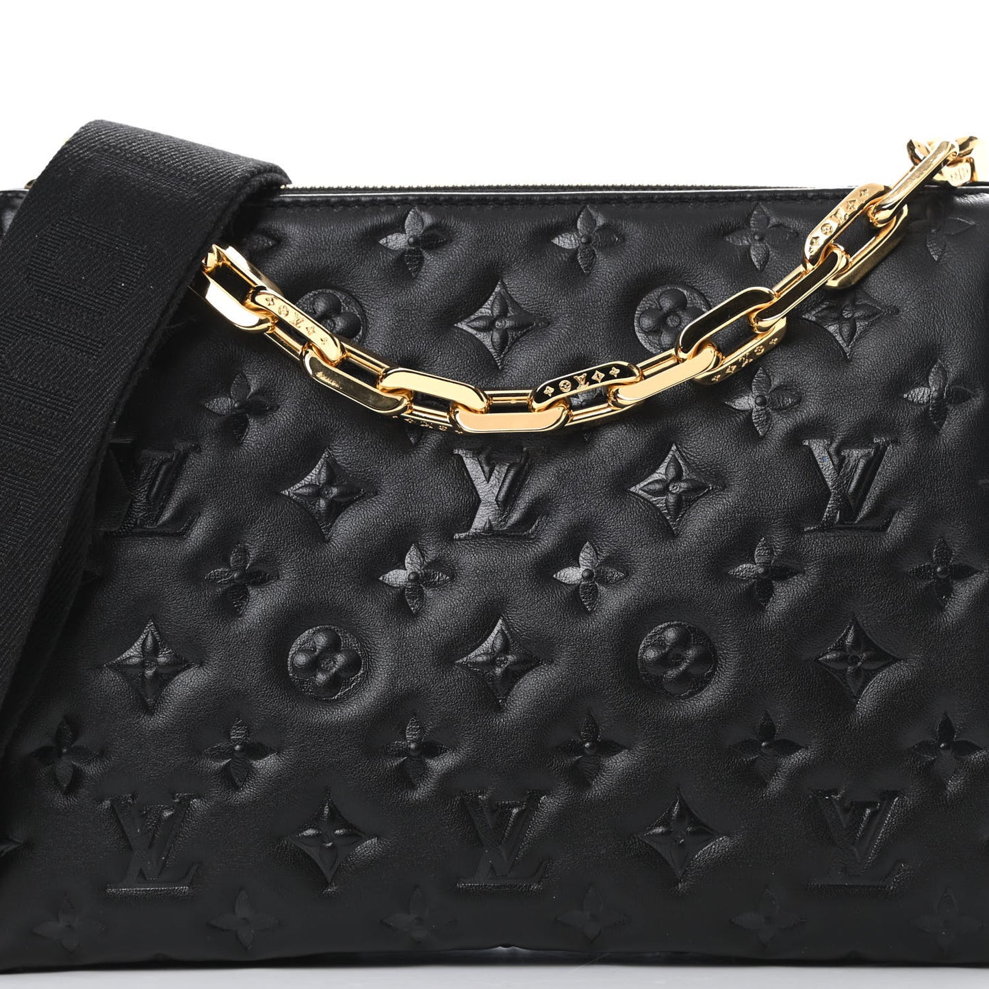 Lambskin Embossed Monogram Coussin PM Black