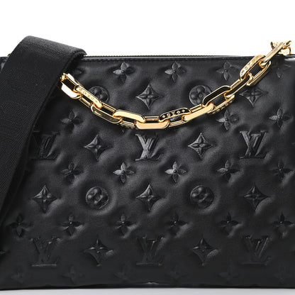 Louis Vuitton Lambskin Embossed Monogram Coussin PM Black 10 of 13