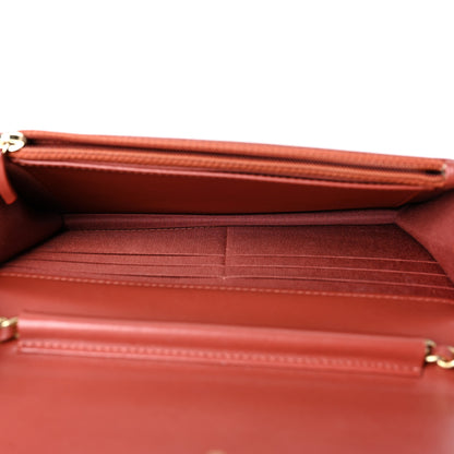 Chanel Lambskin Quilted Boy Wallet On Chain WOC Red 5 of 10