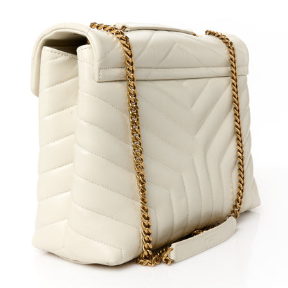 Saint Laurent Calfskin Y Quilted Monogram Medium Loulou Chain Satchel Crema Soft 3 of 11