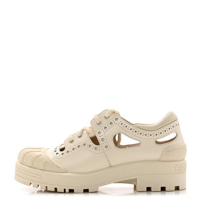 Christian Dior Brushed Calfskin Rubber Perforated Dioriron Derby Flat Shoes 36.5 Off White 1 of 10