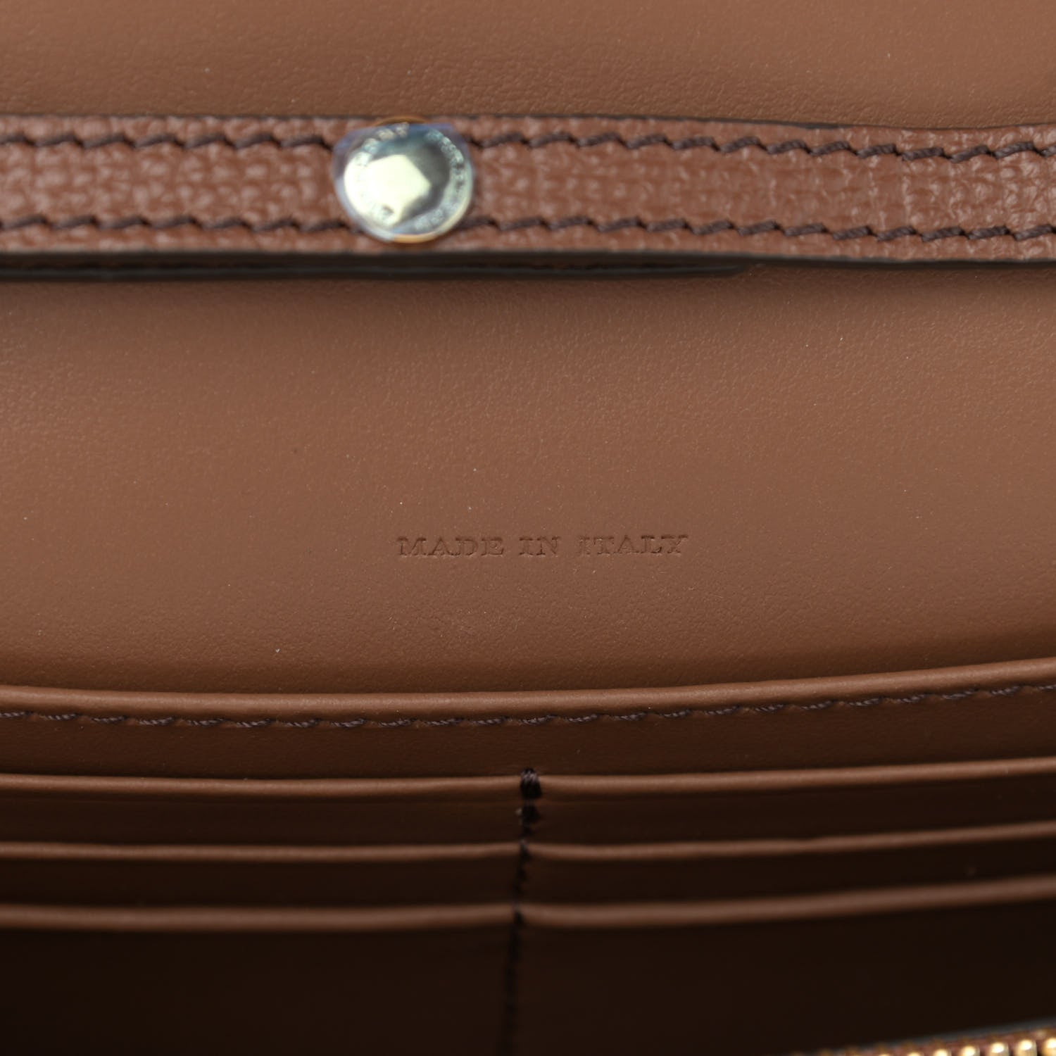 Burberry Grained Calfskin House Check Tartan Mix Hampshire Wallet On Chain Tan 7 of 10