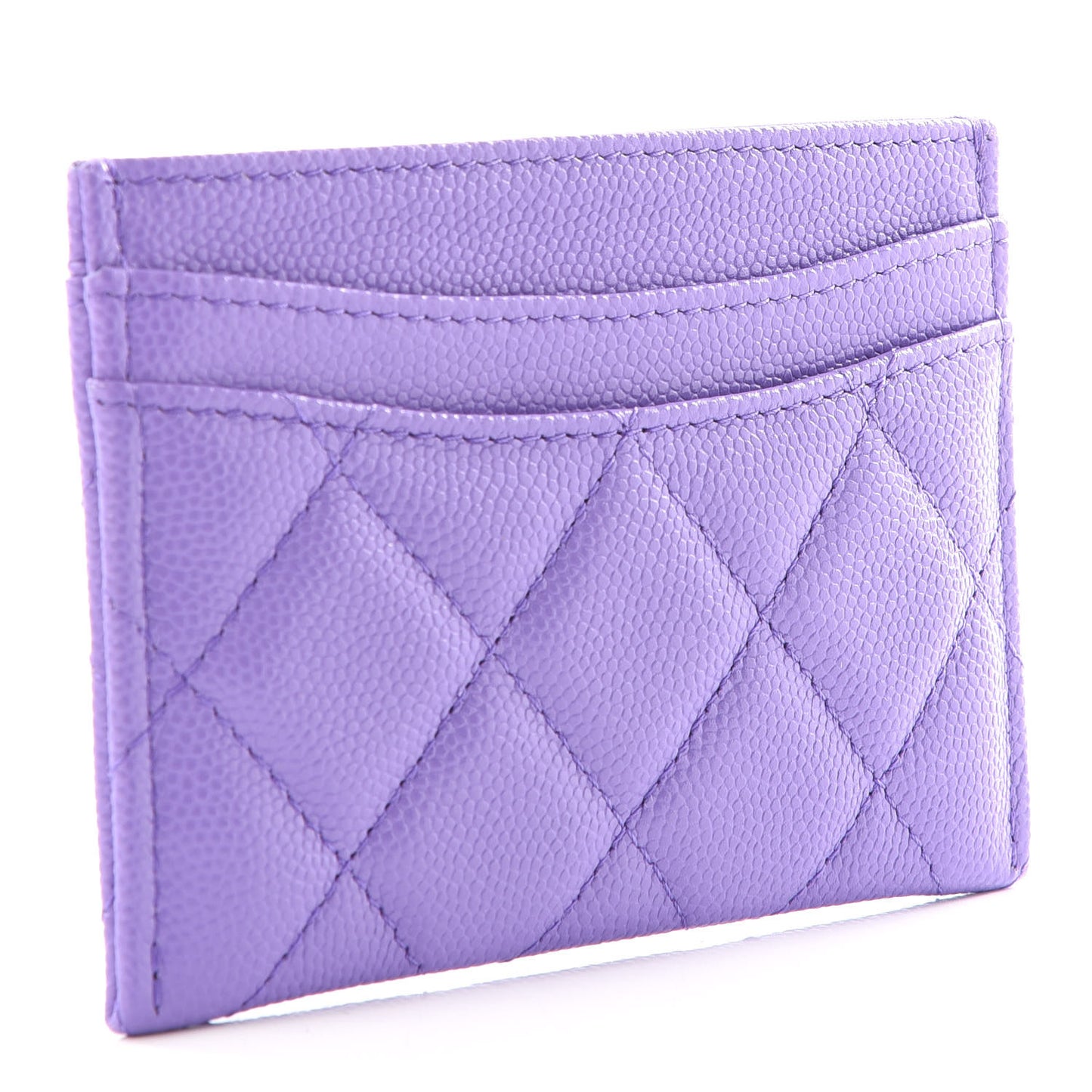 Caviar Quilted Card Holder Purple