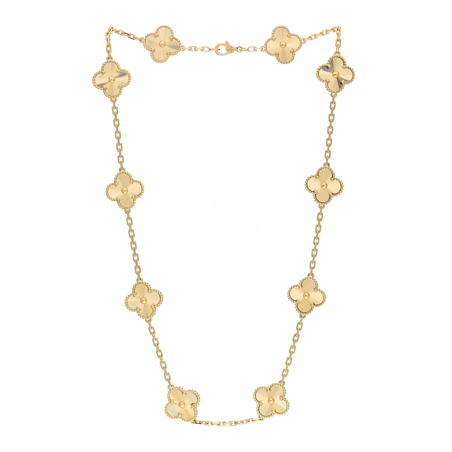 Van Cleef & Arpels 18K Yellow Gold 10 Motifs Guilloche Vintage Alhambra Necklace 3 of 7