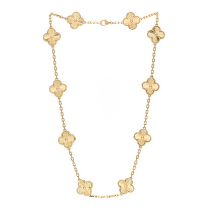 Van Cleef & Arpels 18K Yellow Gold 10 Motifs Guilloche Vintage Alhambra Necklace 3 of 7