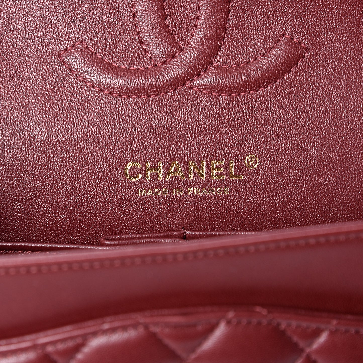 Lambskin Quilted Medium Double Flap Burgundy