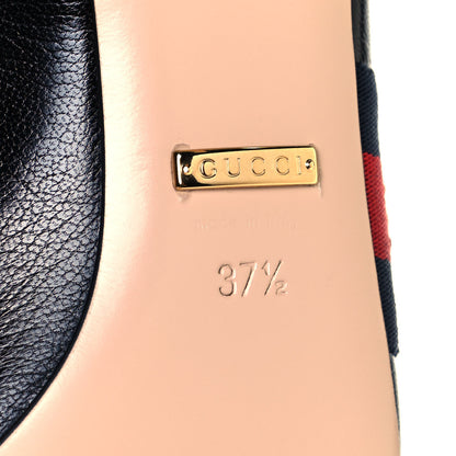 Gucci Malaga Kid Web Bee Star Embroidered Sylvie High Heel Slingback Pumps 37.5 Black 6 of 9