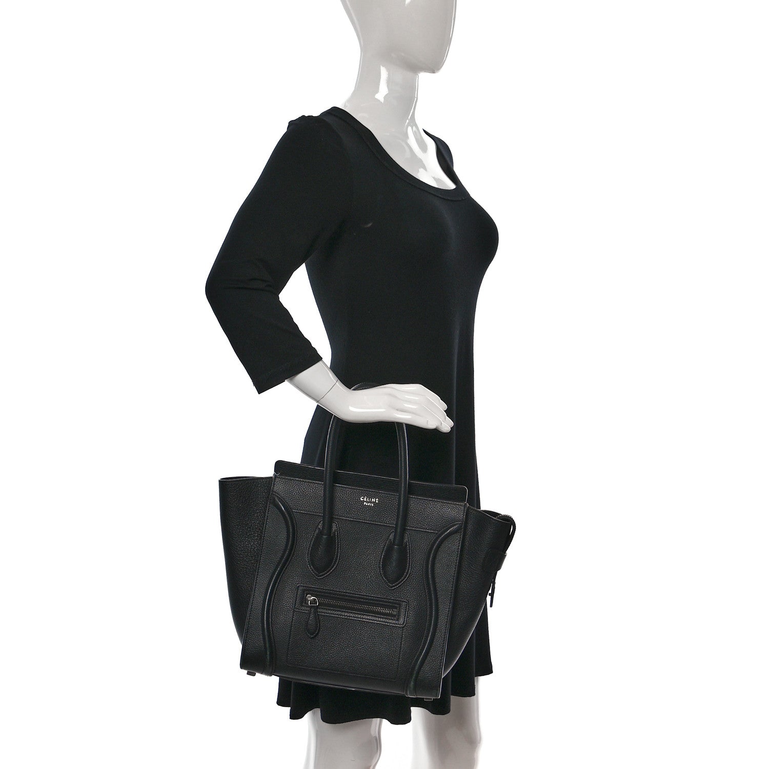 Celine Drummed Calfskin Micro Luggage Black 2 of 25