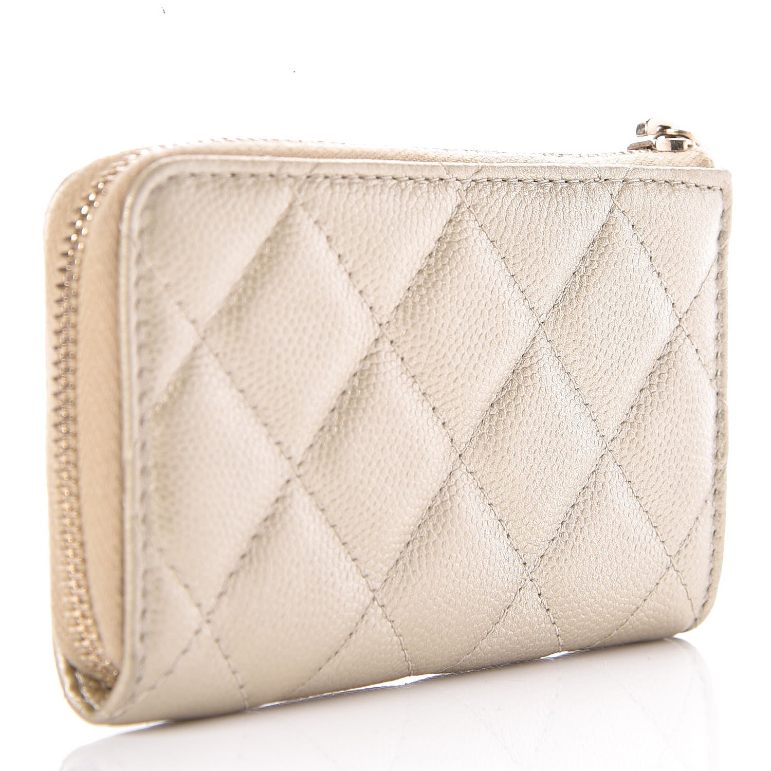 Chanel Metallic Caviar Quilted Key Holder Case Light Gold 3 of 10