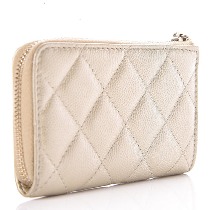 Chanel Metallic Caviar Quilted Key Holder Case Light Gold 3 of 10