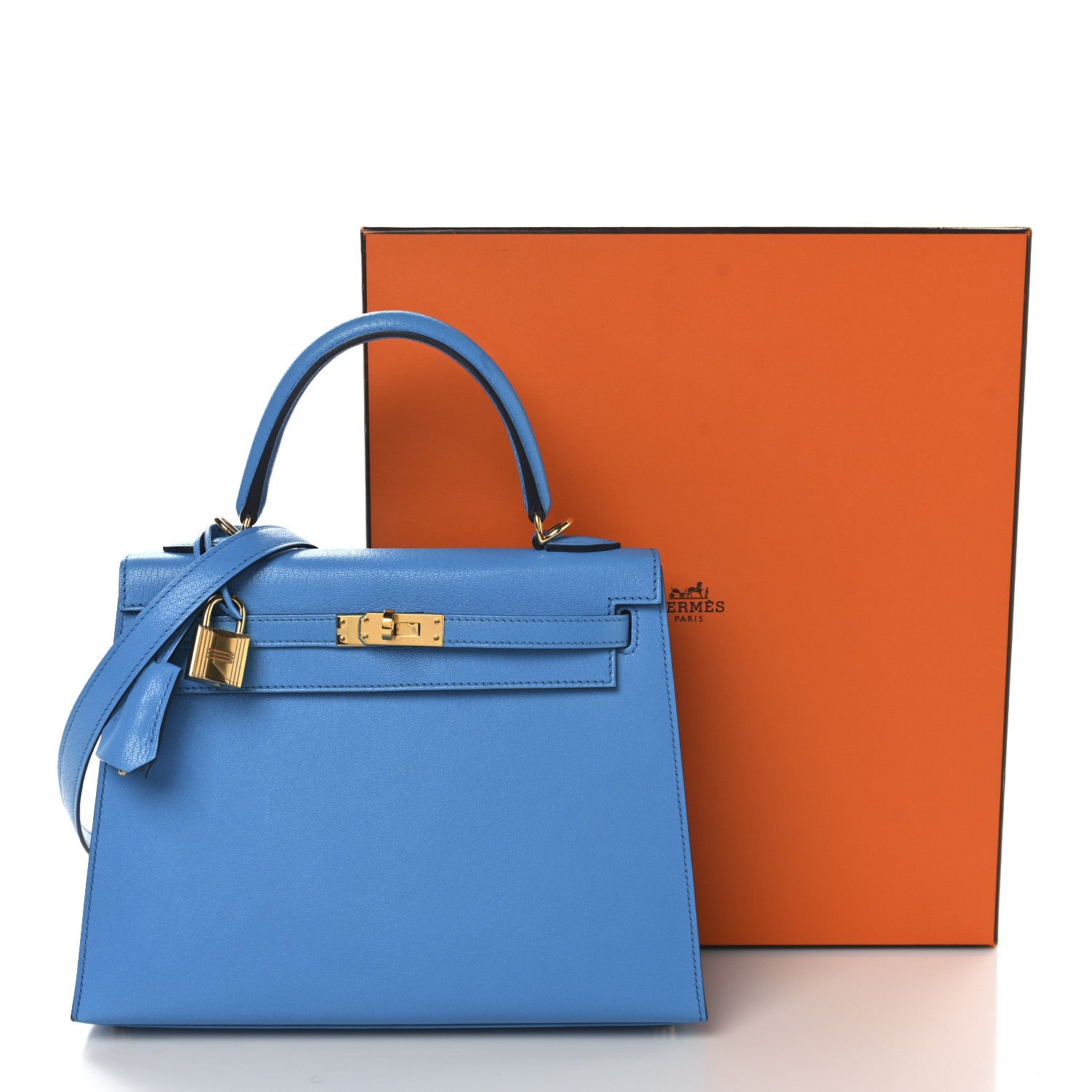 Hermes Chevre Chandra Kelly Sellier 25 Bleu Frida 13 of 13