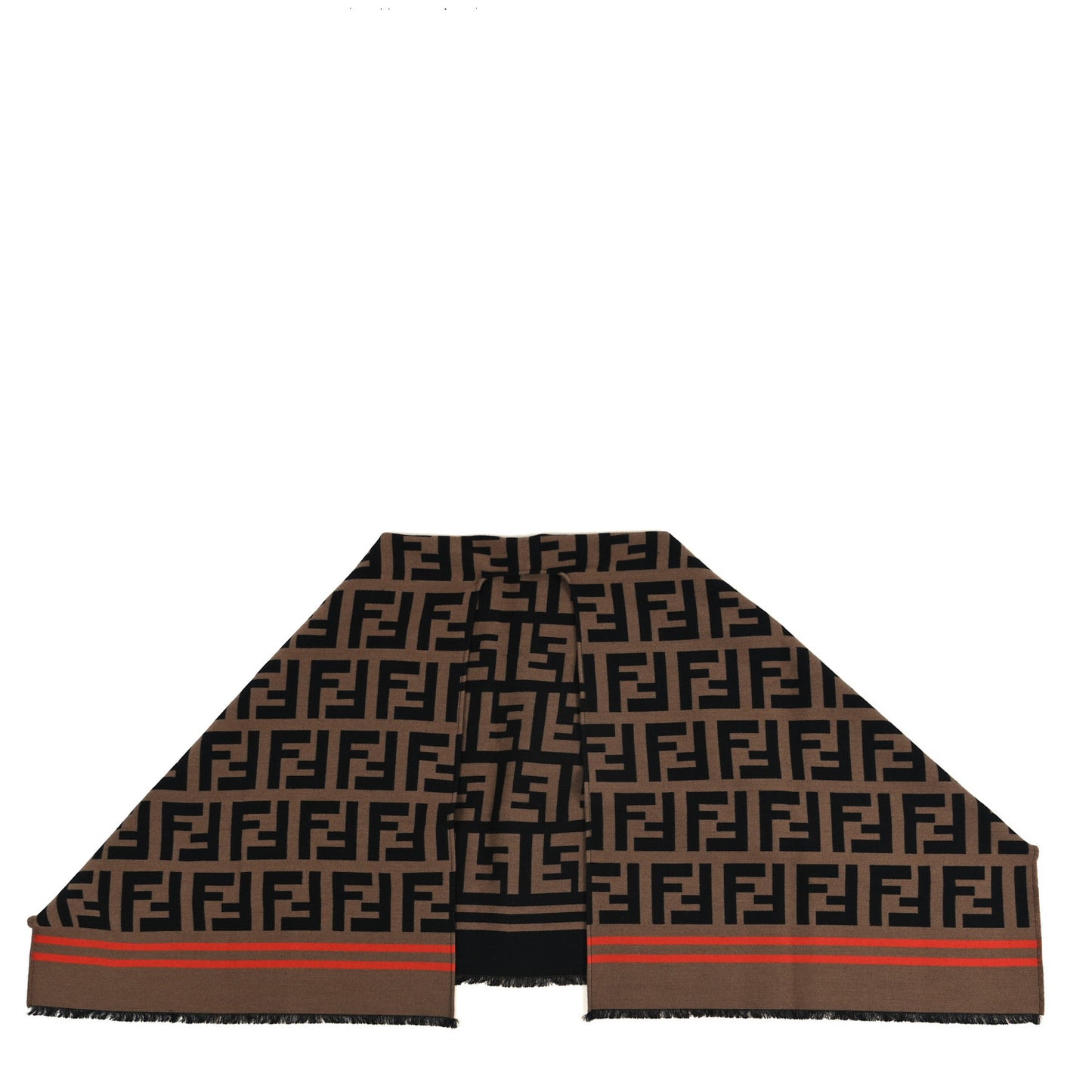 Wool Silk Macro FF Shawl Black Tobacco
