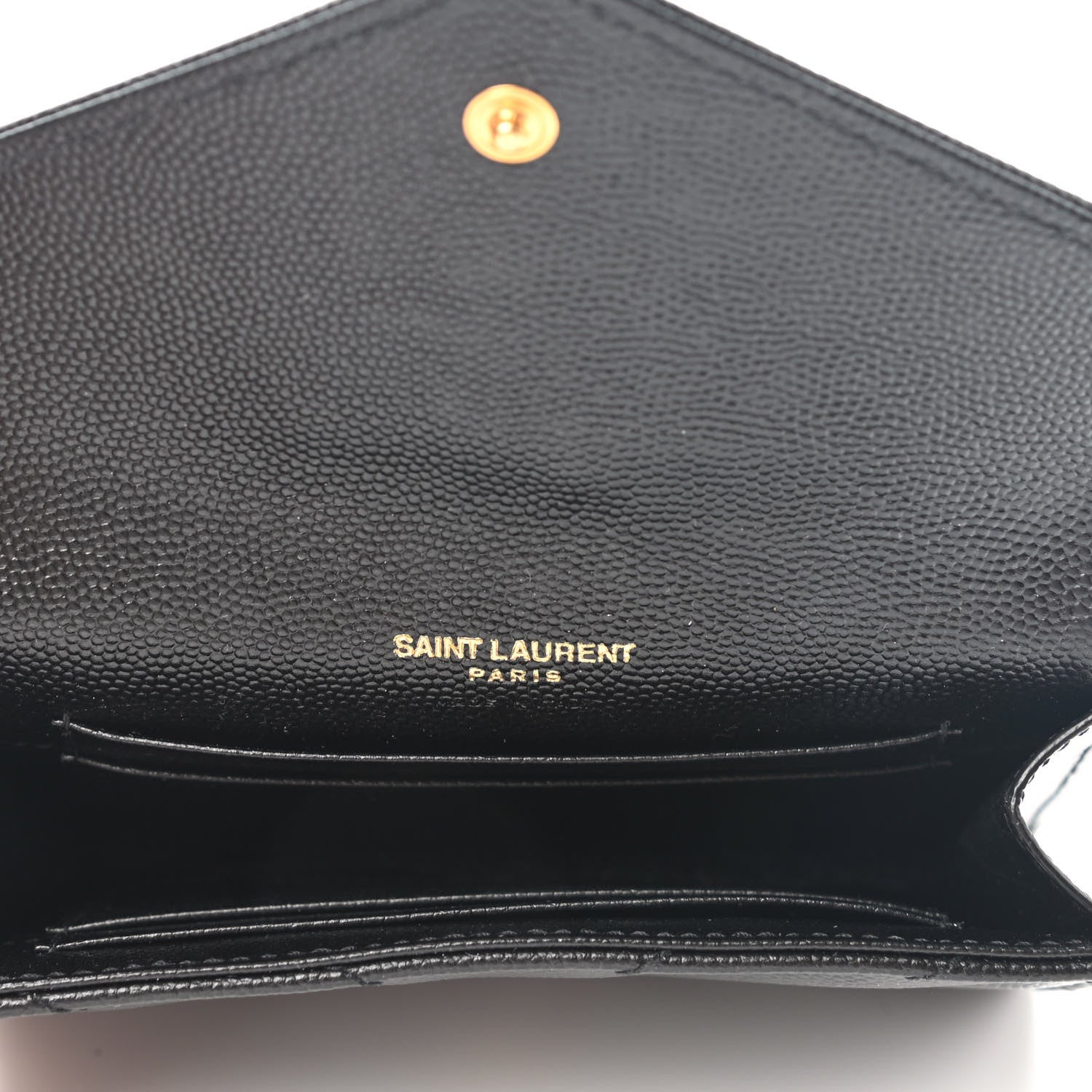 Saint Laurent Grain De Poudre Matelasse Chevron Small Monogram Envelope Wallet Black 5 of 7