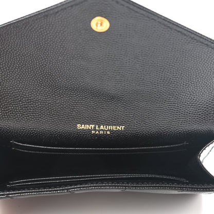 Saint Laurent Grain De Poudre Matelasse Chevron Small Monogram Envelope Wallet Black 5 of 7