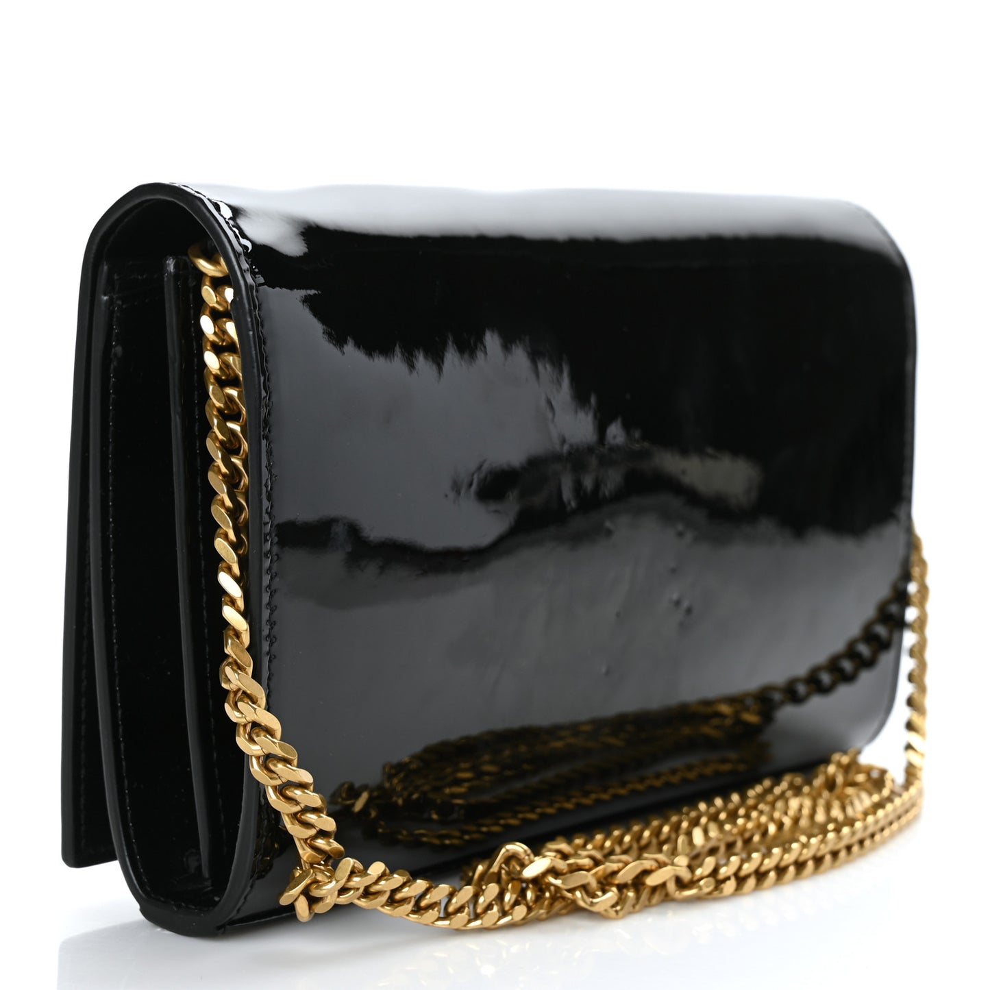 Patent Calfskin Monogram Kate Wallet On Chain Black