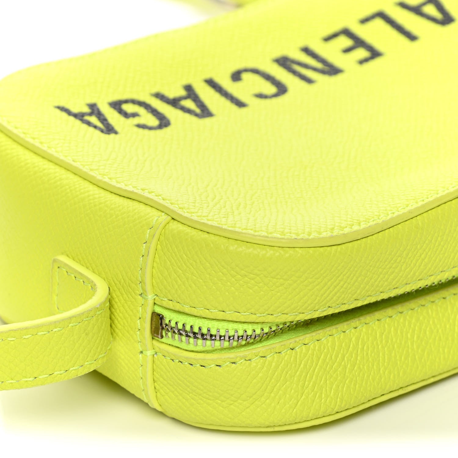 Balenciaga Signature Grained Calfskin Logo XS Ville Camera Bag Acid Green Black 9 of 11