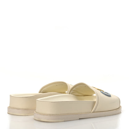 Chanel Lambskin Cha-Nel Mule Sandals 38 Ivory Multicolor 5 of 16