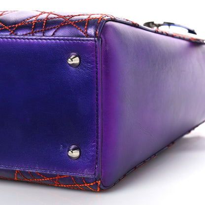 Christian Dior Metallic Lambskin Cannage Medium Anselm Reyle Lady Dior Purple Orange 8 of 13