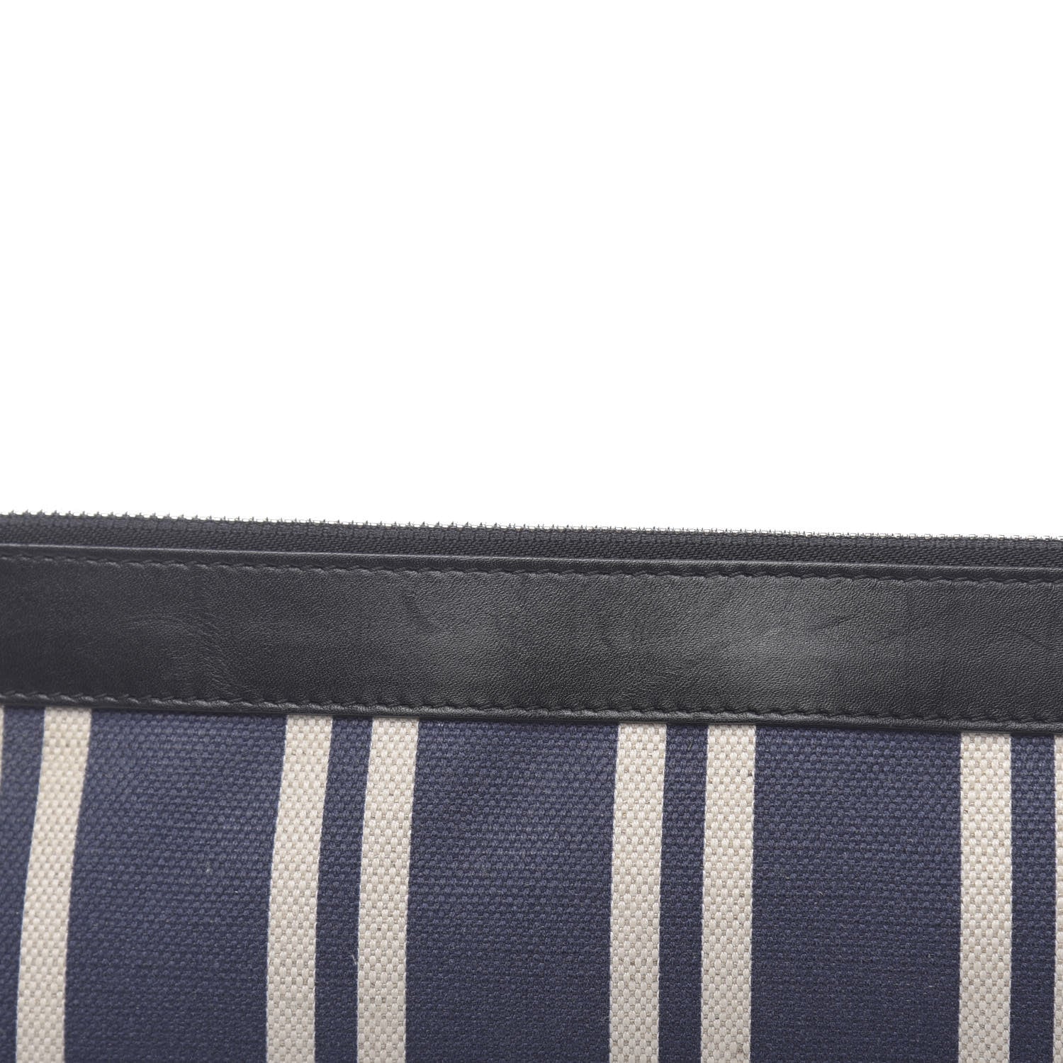 Balenciaga Calfskin Cotton Canvas Striped Logo Clutch Navy 11 of 11