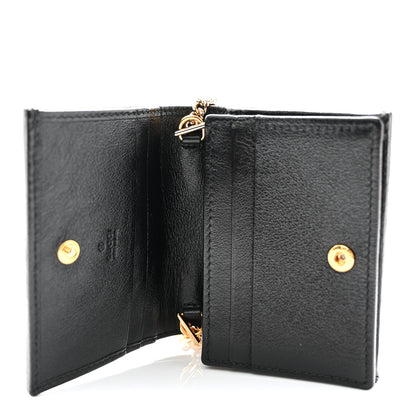 Gucci Calfskin Web Rajah Chain Card Case Wallet Black 5 of 7