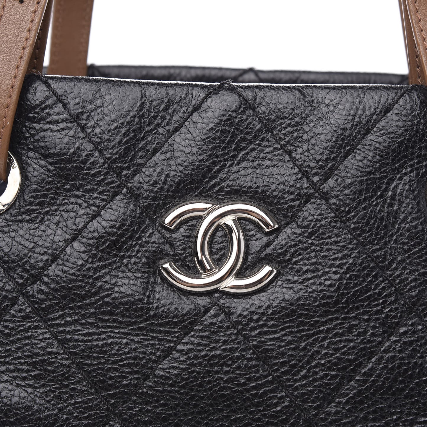 Glazed Calfskin Large On The Road Tote Black