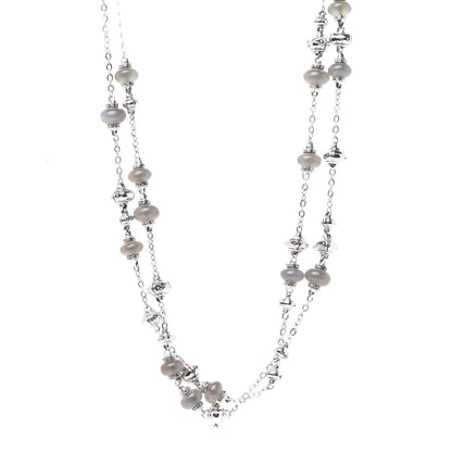 John Hardy Sterling Silver Moonstone Bamboo Sautoir Station Necklace 1 of 4