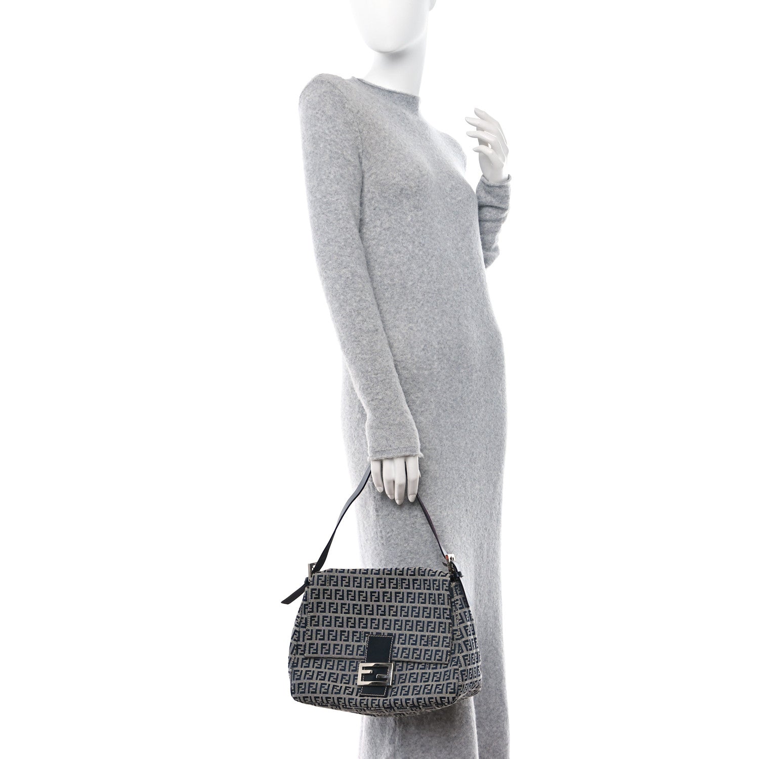 Fendi Zucchino Mama Baguette Navy 2 of 10