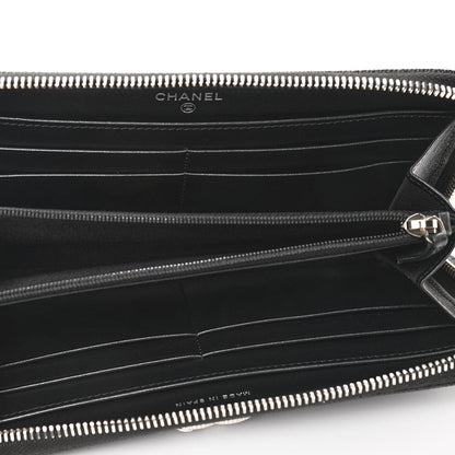 Chanel Caviar Chevron Quilted Mademoiselle Vintage Zip Around Wallet Dark Grey 5 of 8
