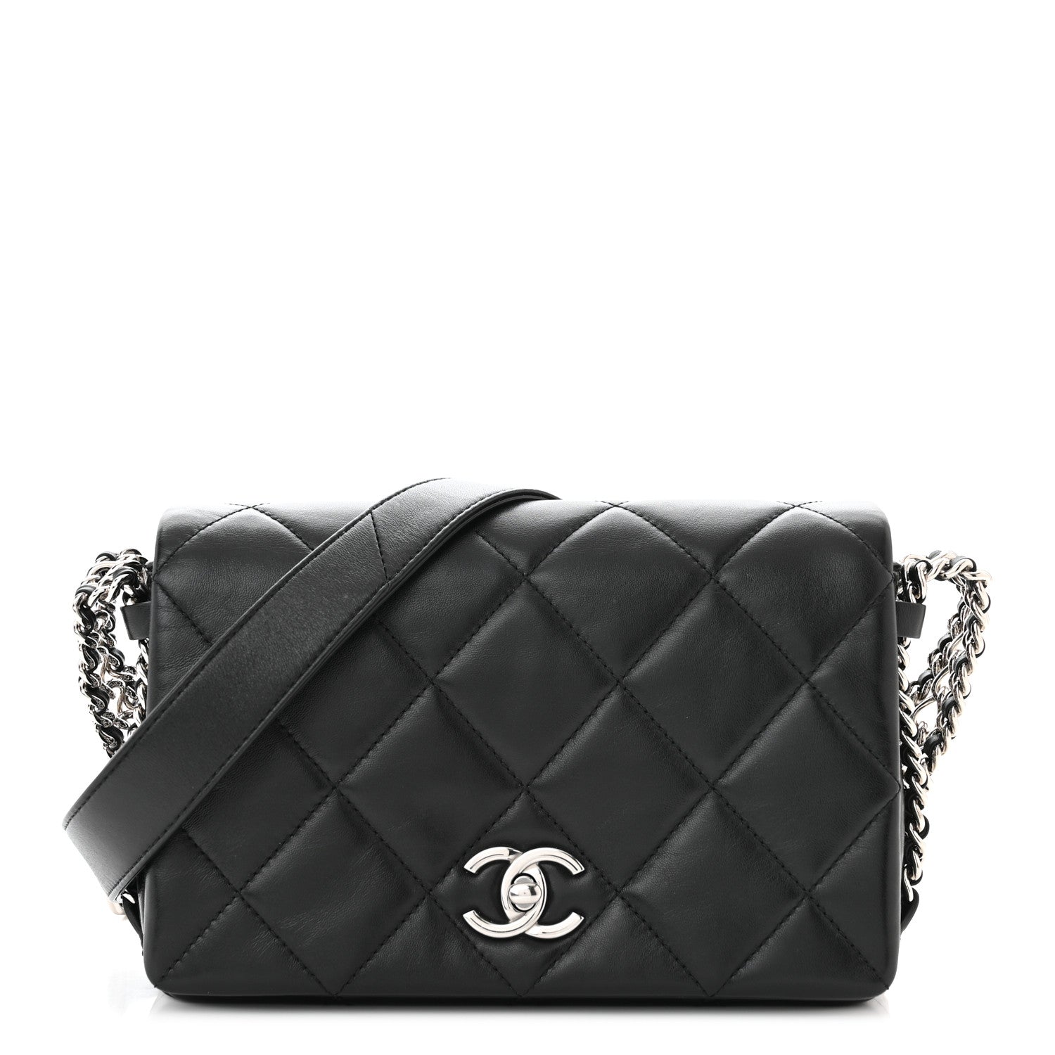 Chanel Lambskin Quilted Small Chain Rows Flap Black 1 of 11