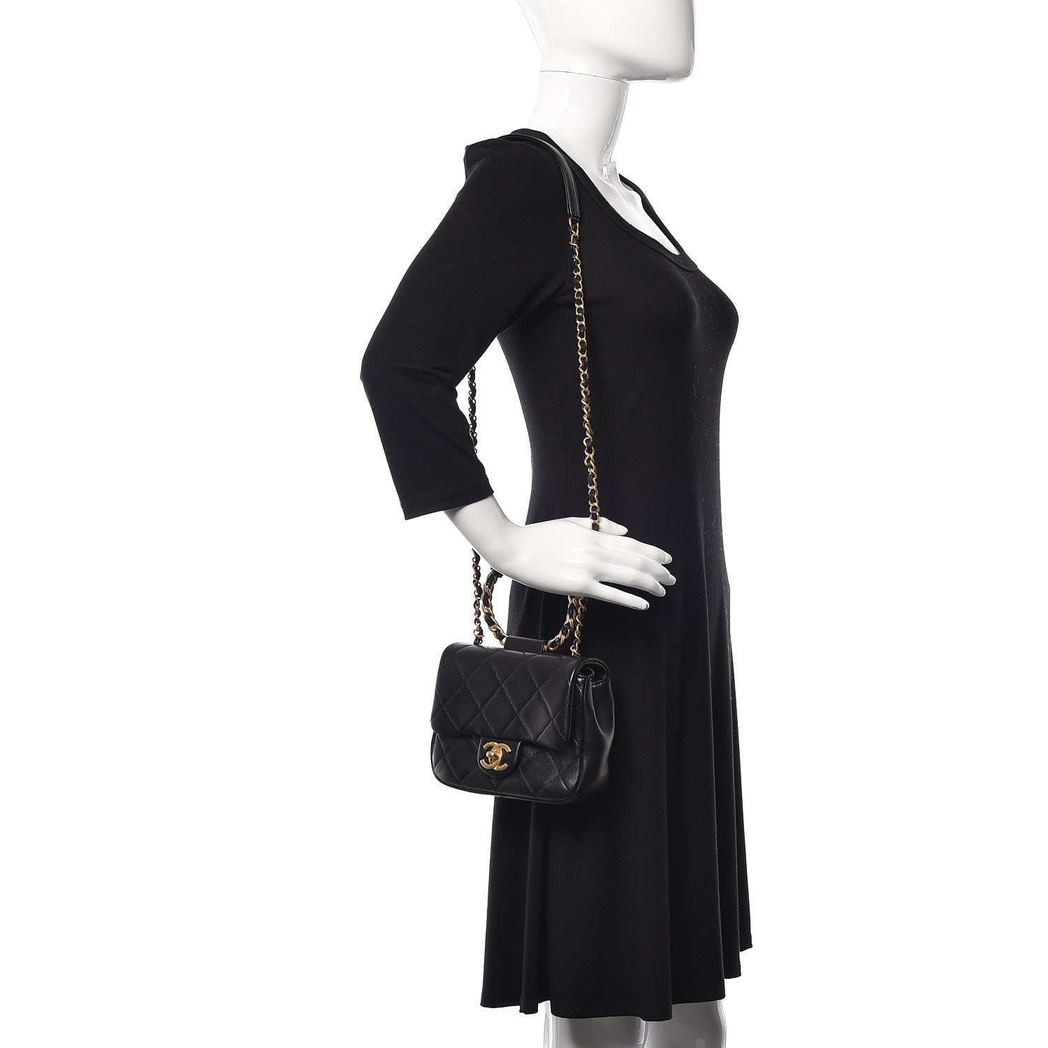 Chanel Lambskin Quilted Small Circular Handle Bag Black 1 of 10