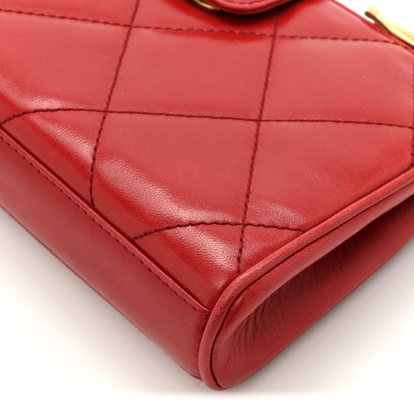Lambskin Quilted Clutch Red