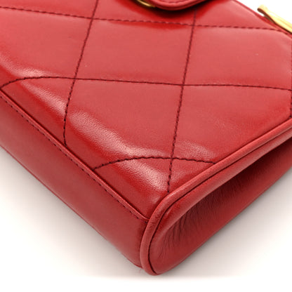 Chanel Lambskin Quilted Clutch Red 10 of 16