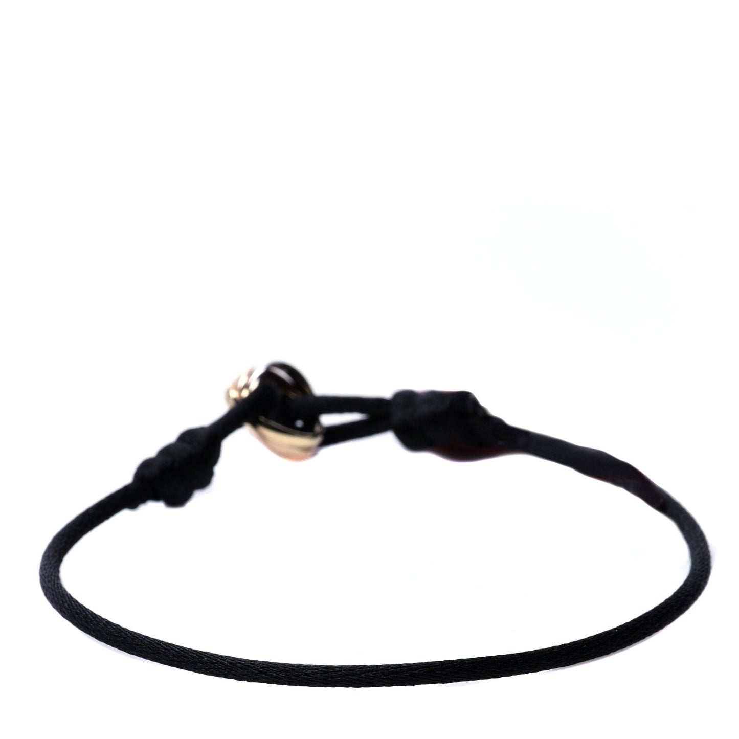 18K Pink Yellow White Gold Trinity Adjustable Cord Bracelet Black