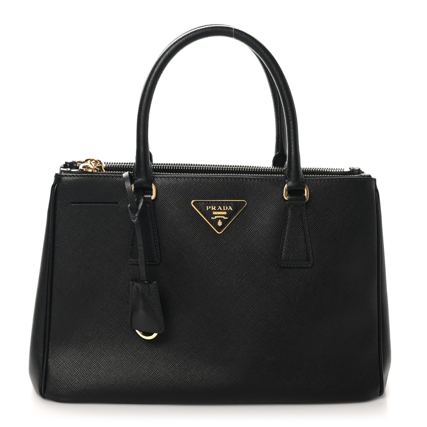 Saffiano Medium Galleria Double Zip Tote Black