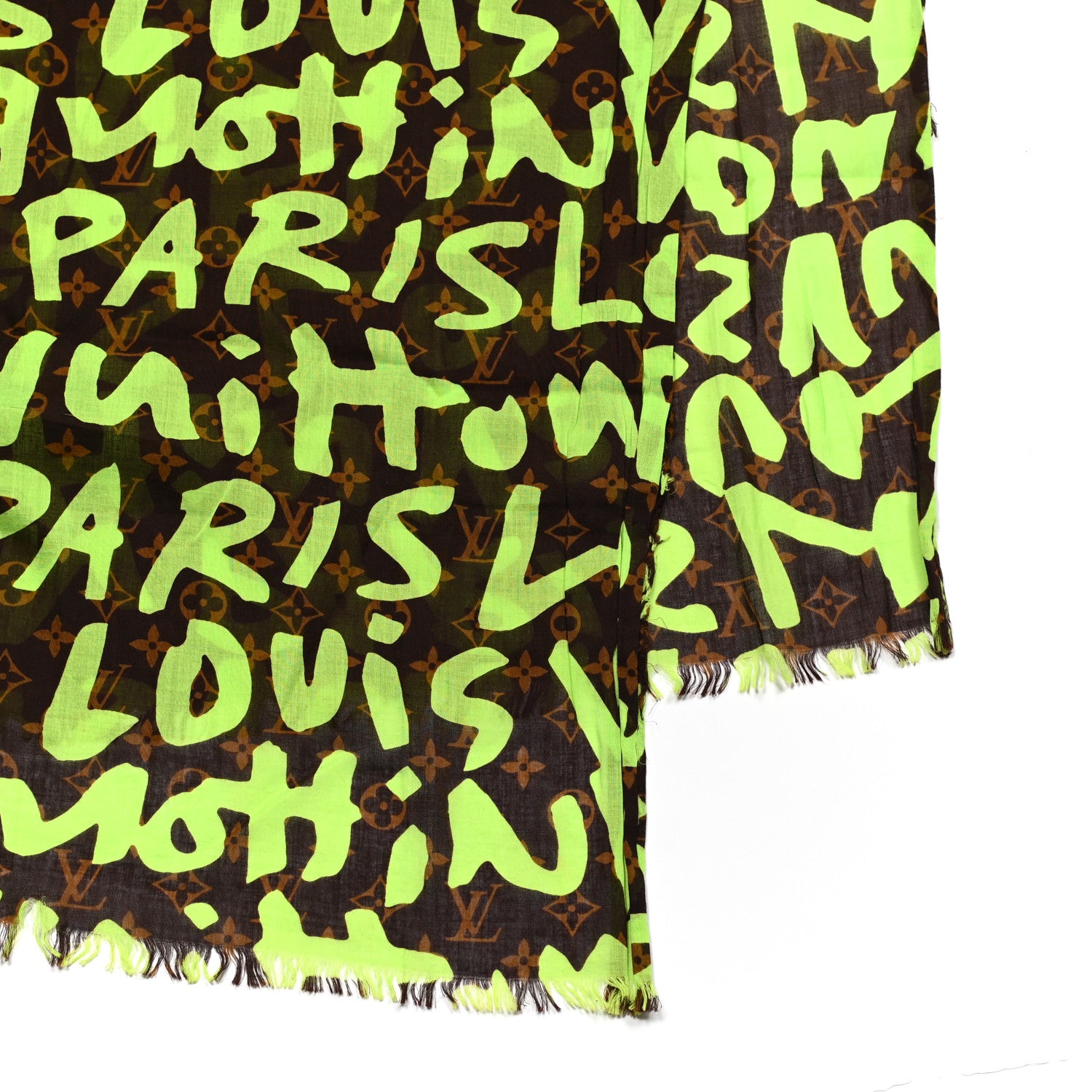 Louis Vuitton Cotton Graffiti Pareo Green 3 of 4