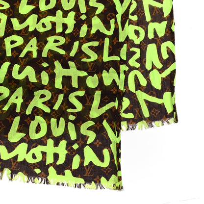 Louis Vuitton Cotton Graffiti Pareo Green 3 of 4