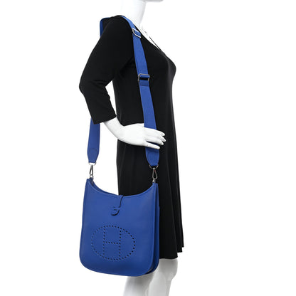 Hermes Taurillon Clemence Evelyne III PM Bleu Royal 2 of 11