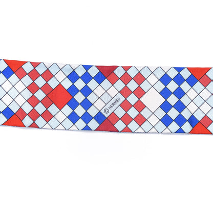 Hermes Silk Colliers de Chiens Remix Twilly Marine Rouge White 3 of 6