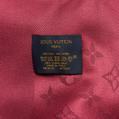 Louis Vuitton Silk Wool Monogram Shawl Wine Red 3 of 3