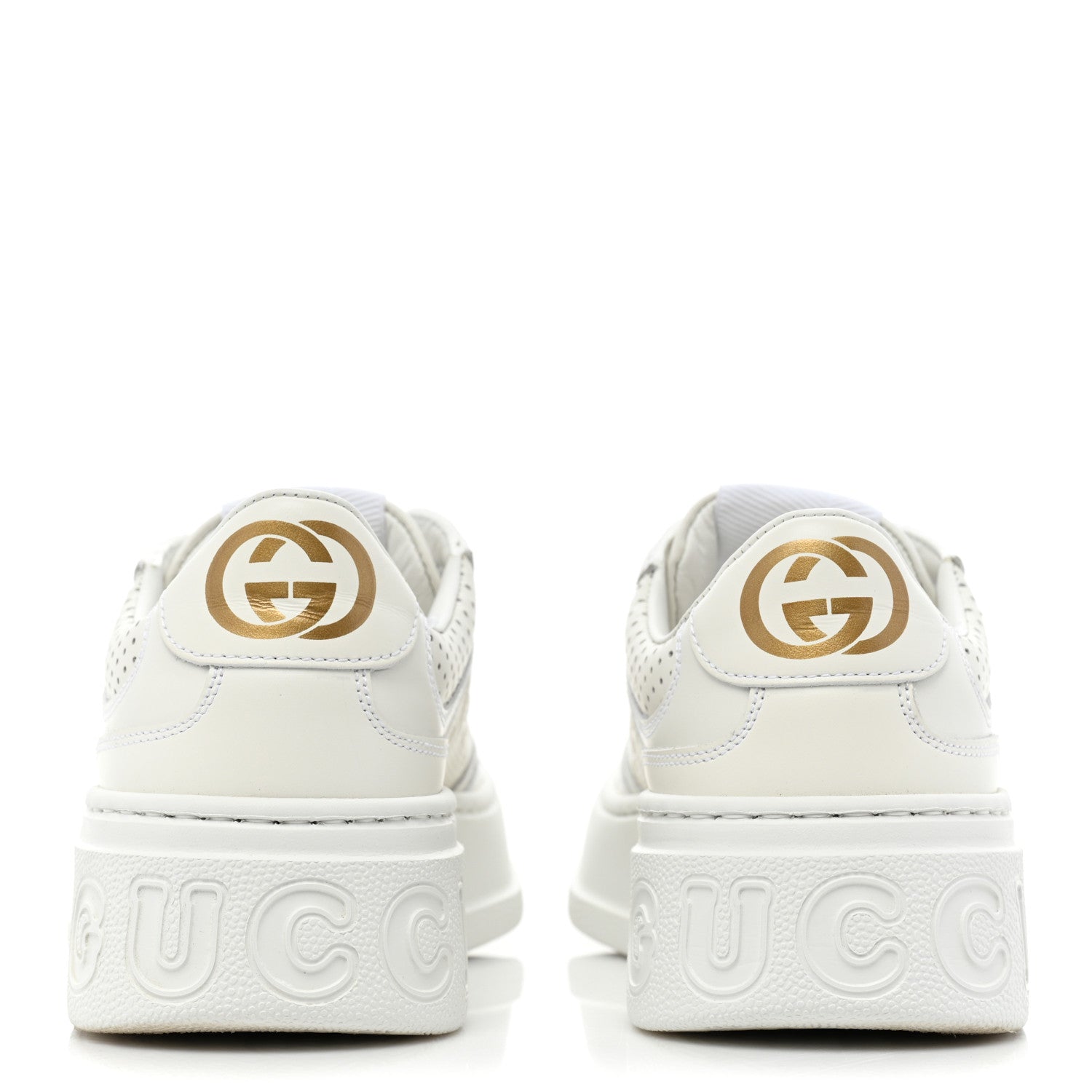 Gucci Calfskin GG Tennis Embossed Perforated Womens Platform 55mm Sneakers 35 Great White 4 of 14